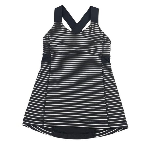 LULULEMON Push Ur Limits Tank Womes Size 4 Parallel Stripe Black White - Picture 6 of 9